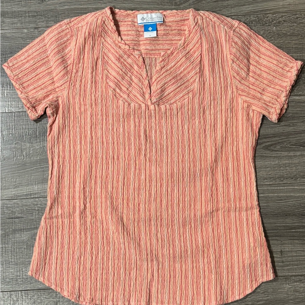 Columbia Peach Striped Blouse
(0145)